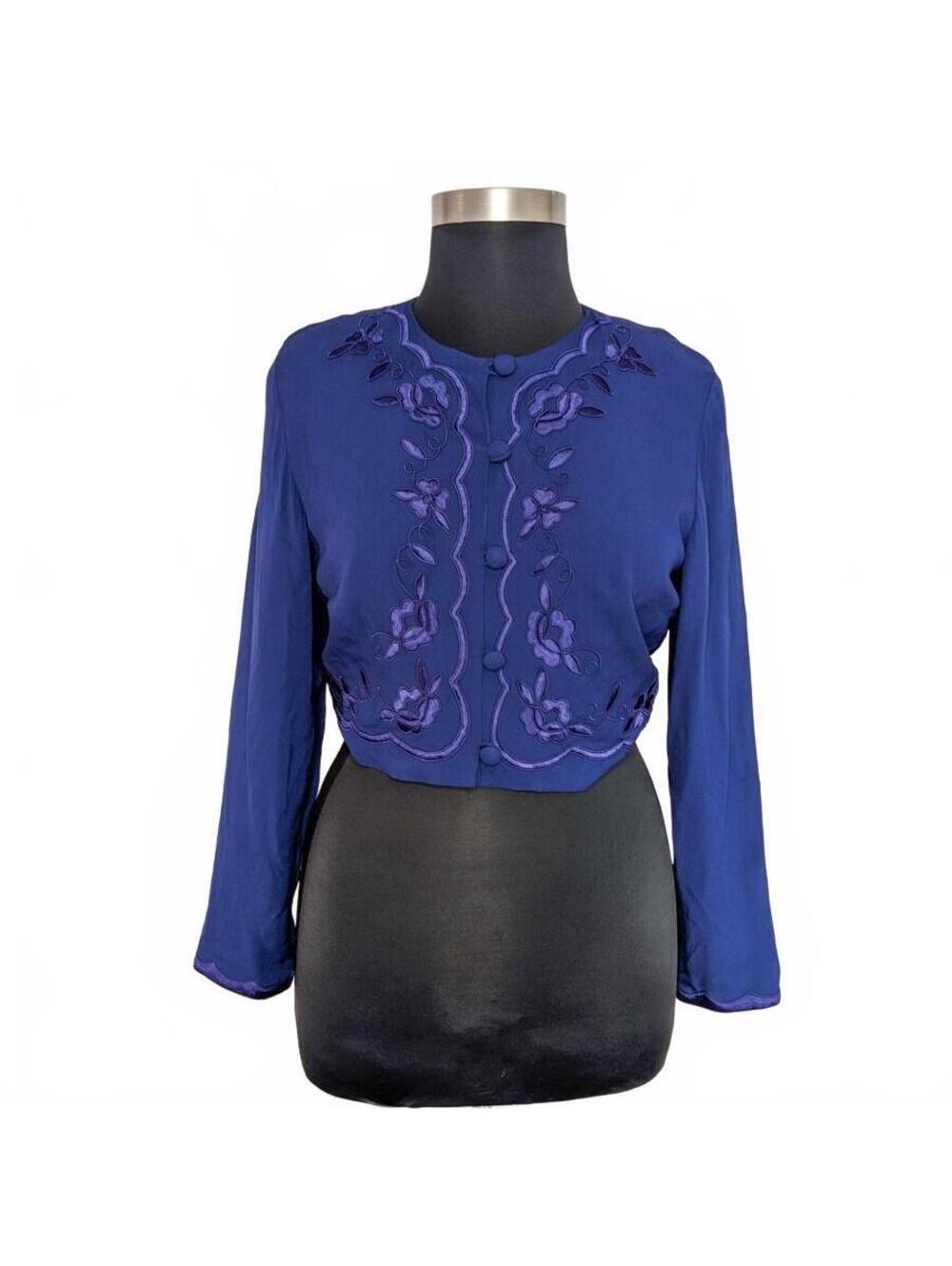Talbots 12 Cobalt Blue Dress Jacket Blazer Cropped Vintage Evening Event Career